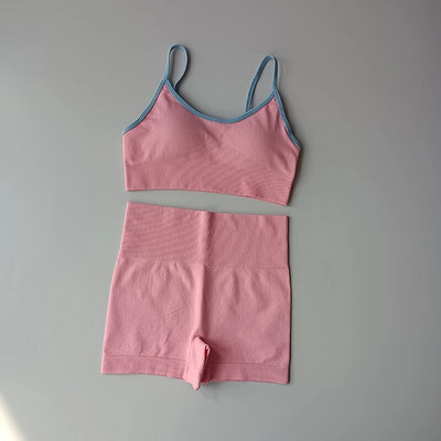 2021-es zökkenőmentes sport szett női 2 részes Crop Top melltartó sport rövidnadrág magas derekú leggings edzőterem ruházat fitness öltöny női jóga szett