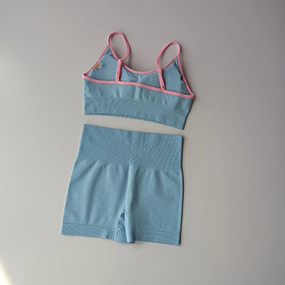 2021-es zökkenőmentes sport szett női 2 részes Crop Top melltartó sport rövidnadrág magas derekú leggings edzőterem ruházat fitness öltöny női jóga szett