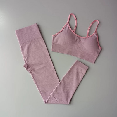 2021-es zökkenőmentes sport szett női 2 részes Crop Top melltartó sport rövidnadrág magas derekú leggings edzőterem ruházat fitness öltöny női jóga szett