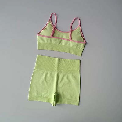 2021-es zökkenőmentes sport szett női 2 részes Crop Top melltartó sport rövidnadrág magas derekú leggings edzőterem ruházat fitness öltöny női jóga szett
