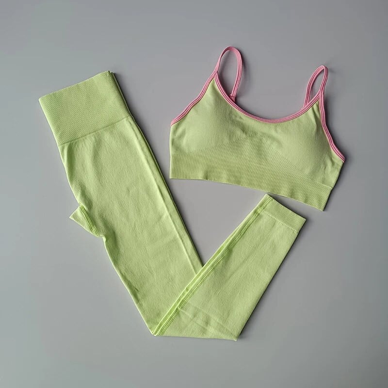 2021-es zökkenőmentes sport szett női 2 részes Crop Top melltartó sport rövidnadrág magas derekú leggings edzőterem ruházat fitness öltöny női jóga szett