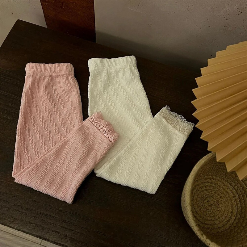 0-24 εκατ. Βρεφικά κοριτσίστικα παντελόνια δαντέλα Μαλακό αναπνεύσιμο νήπιο Βαμβακερό κολάν Καλσόν βαμβακερό Stretch Φθινόπωρο Παιδικό πλεκτό παντελόνι