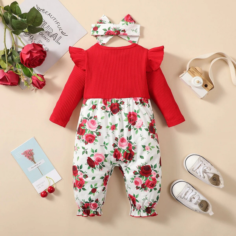 Βρεφικά ρούχα για μωρά για νεογέννητο φθινόπωρο, βρεφικά μακρυμάνικα ρούχα, βολάν, φλοράλ στάμπα για μωρά