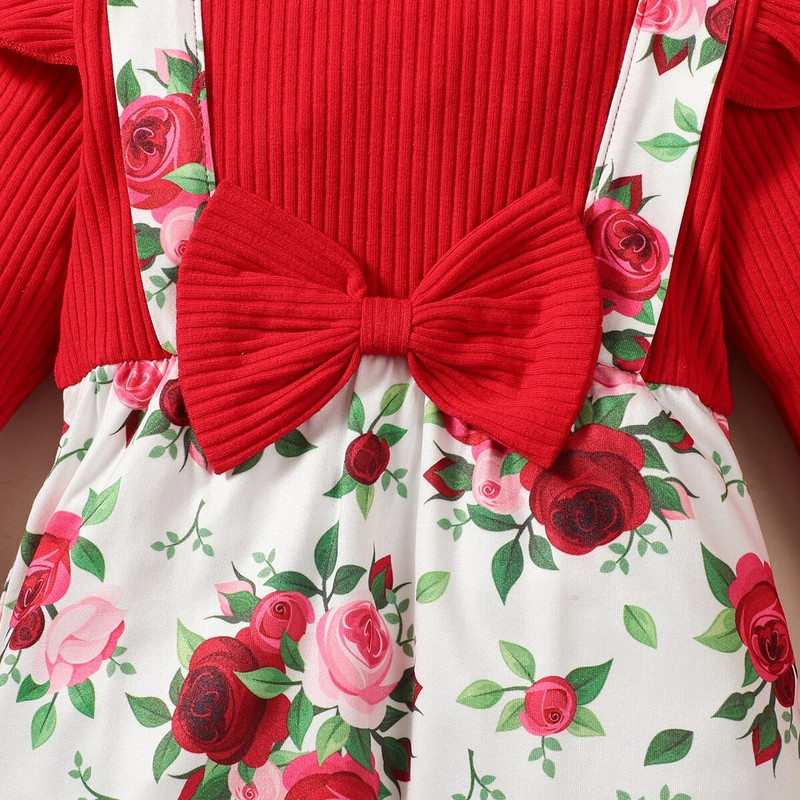 Βρεφικά ρούχα για μωρά για νεογέννητο φθινόπωρο, βρεφικά μακρυμάνικα ρούχα, βολάν, φλοράλ στάμπα για μωρά