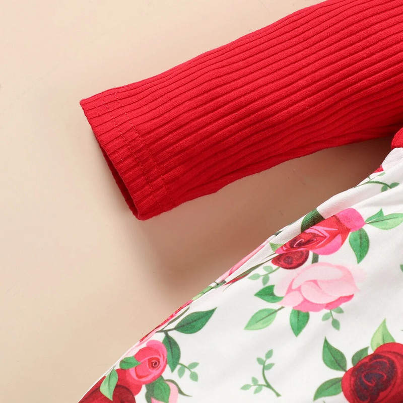 Βρεφικά ρούχα για μωρά για νεογέννητο φθινόπωρο, βρεφικά μακρυμάνικα ρούχα, βολάν, φλοράλ στάμπα για μωρά