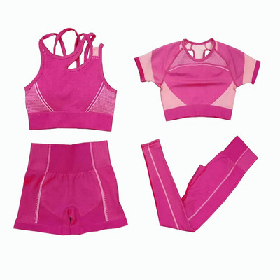 2 db Zökkenőmentes jóga szett női sport szett Edzőterem Ruházat Edzés Sportruházat Fitness Crop felső Magas derekú leggings Női sportruházat