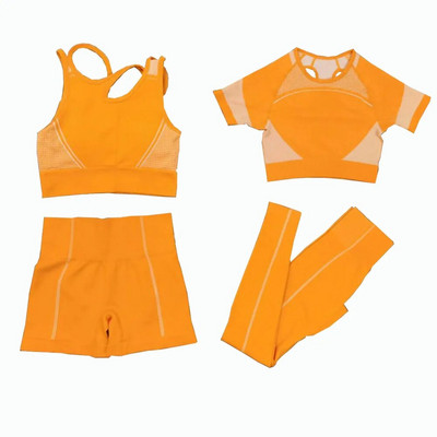 2 db Zökkenőmentes jóga szett női sport szett Edzőterem Ruházat Edzés Sportruházat Fitness Crop felső Magas derekú leggings Női sportruházat