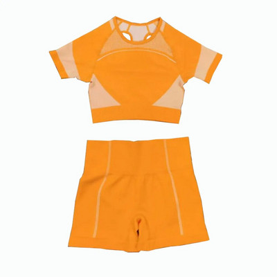 2 db Zökkenőmentes jóga szett női sport szett Edzőterem Ruházat Edzés Sportruházat Fitness Crop felső Magas derekú leggings Női sportruházat