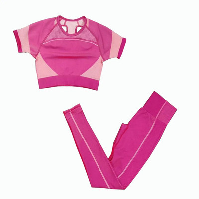 2 db Zökkenőmentes jóga szett női sport szett Edzőterem Ruházat Edzés Sportruházat Fitness Crop felső Magas derekú leggings Női sportruházat