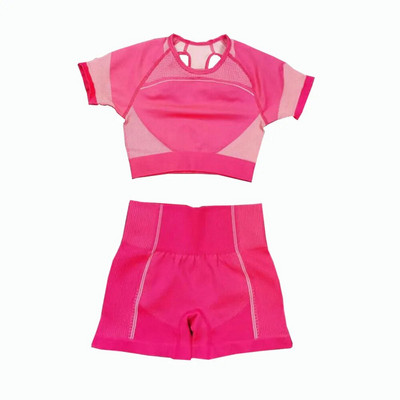 2 db Zökkenőmentes jóga szett női sport szett Edzőterem Ruházat Edzés Sportruházat Fitness Crop felső Magas derekú leggings Női sportruházat