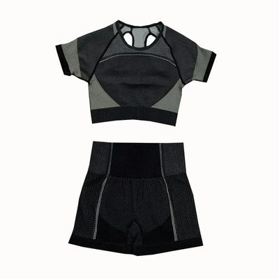 2 db Zökkenőmentes jóga szett női sport szett Edzőterem Ruházat Edzés Sportruházat Fitness Crop felső Magas derekú leggings Női sportruházat