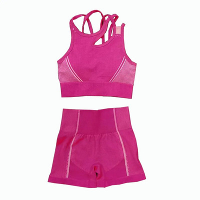 2 db Zökkenőmentes jóga szett női sport szett Edzőterem Ruházat Edzés Sportruházat Fitness Crop felső Magas derekú leggings Női sportruházat