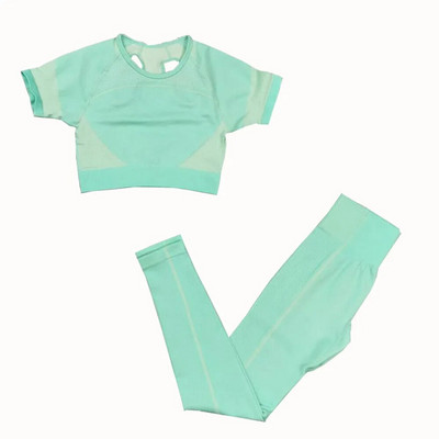 2 db Zökkenőmentes jóga szett női sport szett Edzőterem Ruházat Edzés Sportruházat Fitness Crop felső Magas derekú leggings Női sportruházat