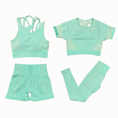 2 db Zökkenőmentes jóga szett női sport szett Edzőterem Ruházat Edzés Sportruházat Fitness Crop felső Magas derekú leggings Női sportruházat