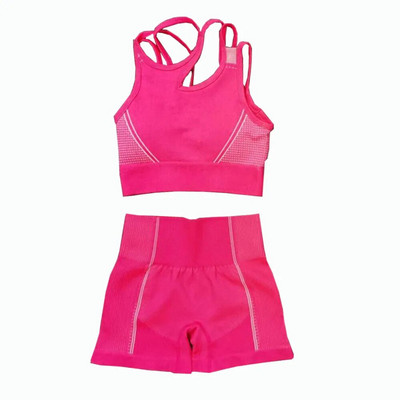 2 db Zökkenőmentes jóga szett női sport szett Edzőterem Ruházat Edzés Sportruházat Fitness Crop felső Magas derekú leggings Női sportruházat