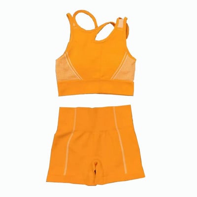 2 db Zökkenőmentes jóga szett női sport szett Edzőterem Ruházat Edzés Sportruházat Fitness Crop felső Magas derekú leggings Női sportruházat