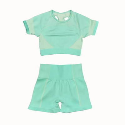 2 db Zökkenőmentes jóga szett női sport szett Edzőterem Ruházat Edzés Sportruházat Fitness Crop felső Magas derekú leggings Női sportruházat