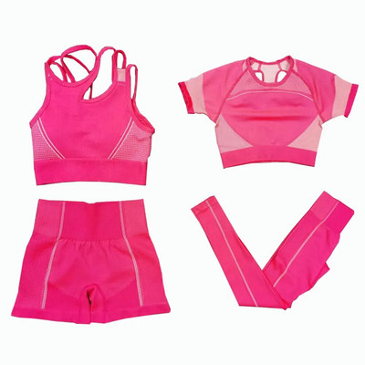 2 db Zökkenőmentes jóga szett női sport szett Edzőterem Ruházat Edzés Sportruházat Fitness Crop felső Magas derekú leggings Női sportruházat