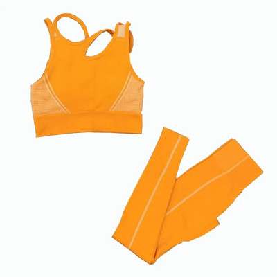 2 db Zökkenőmentes jóga szett női sport szett Edzőterem Ruházat Edzés Sportruházat Fitness Crop felső Magas derekú leggings Női sportruházat
