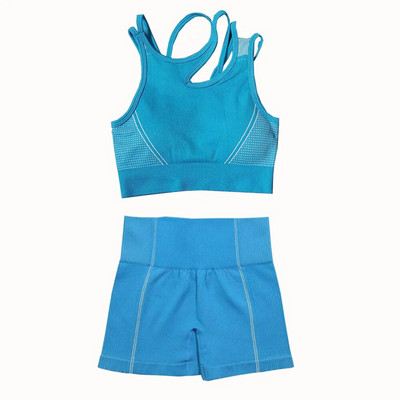 2 db Zökkenőmentes jóga szett női sport szett Edzőterem Ruházat Edzés Sportruházat Fitness Crop felső Magas derekú leggings Női sportruházat