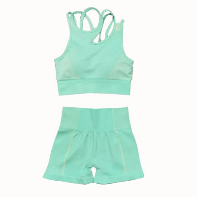 2 db Zökkenőmentes jóga szett női sport szett Edzőterem Ruházat Edzés Sportruházat Fitness Crop felső Magas derekú leggings Női sportruházat