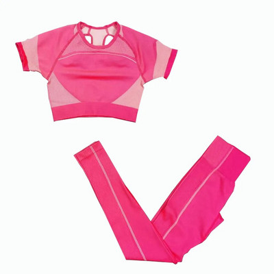 2 db Zökkenőmentes jóga szett női sport szett Edzőterem Ruházat Edzés Sportruházat Fitness Crop felső Magas derekú leggings Női sportruházat