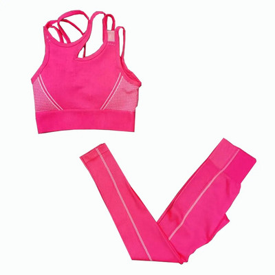 2 db Zökkenőmentes jóga szett női sport szett Edzőterem Ruházat Edzés Sportruházat Fitness Crop felső Magas derekú leggings Női sportruházat