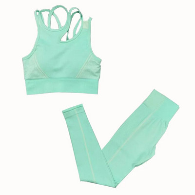 2 db Zökkenőmentes jóga szett női sport szett Edzőterem Ruházat Edzés Sportruházat Fitness Crop felső Magas derekú leggings Női sportruházat