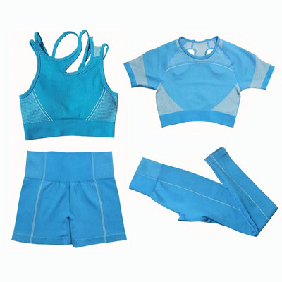 2 db Zökkenőmentes jóga szett női sport szett Edzőterem Ruházat Edzés Sportruházat Fitness Crop felső Magas derekú leggings Női sportruházat