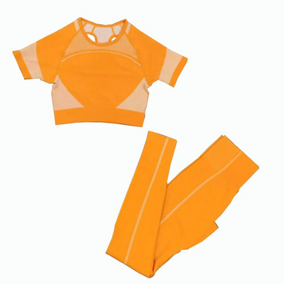 2 db Zökkenőmentes jóga szett női sport szett Edzőterem Ruházat Edzés Sportruházat Fitness Crop felső Magas derekú leggings Női sportruházat