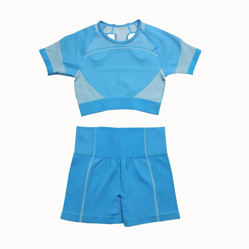 2 db Zökkenőmentes jóga szett női sport szett Edzőterem Ruházat Edzés Sportruházat Fitness Crop felső Magas derekú leggings Női sportruházat