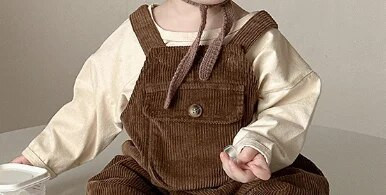 Παιδικό παντελόνι με λουράκι 1-3 ετών Κοτλέ, μωρό αγόρι κοριτσάκι για φθινοπωρινά χειμερινά βρεφικά ρούχα 2023 Νέα κορεατικά παιδικά ρούχα