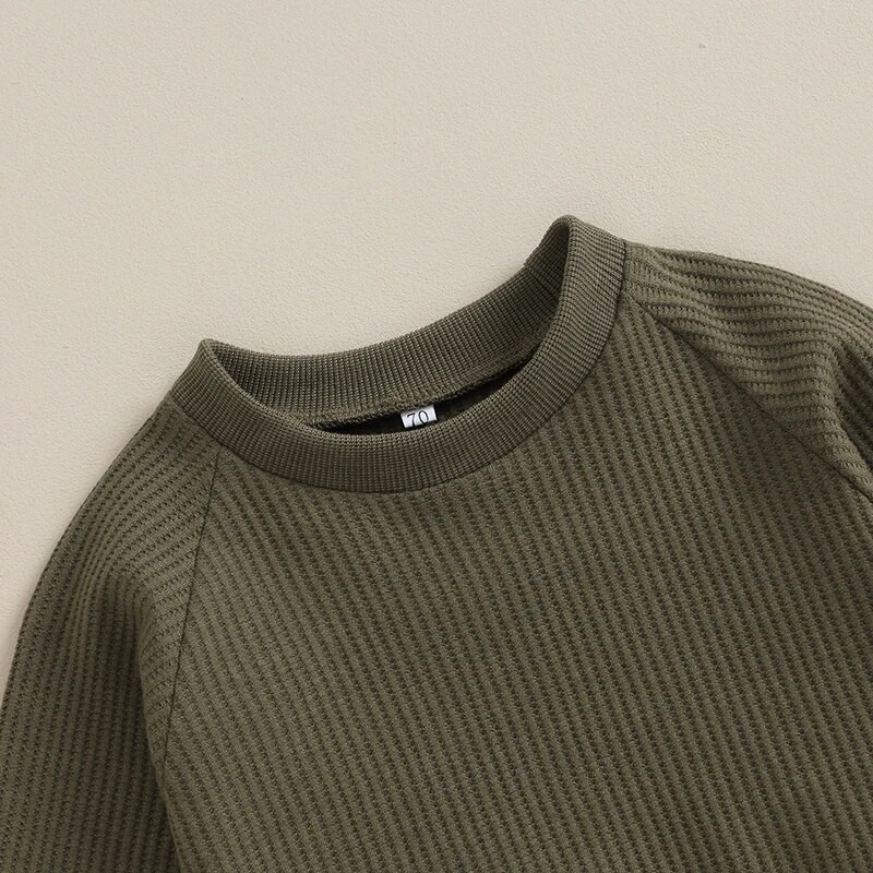 Western baba lány fiú ruhák baba gofri kötött pulóver felső és alkalmi nadrág Cowboy kisgyermek őszi téli ruhák