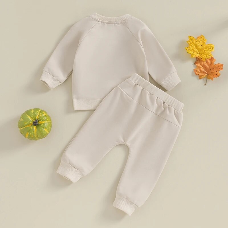 Gyerekek Újszülött Baba Fiúk Lányok Pulóverek Hosszú ujjú Nyakú sütőtök mintás Halloween rugalmas nadrág szett csecsemő őszi ruhákhoz