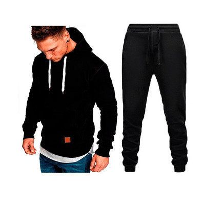 Ανδρική φόρμα αθλητική φόρμα τζόκινγκ κοστούμι τζόκινγκ με κουκούλα απλό κορδόνι 2 τεμαχίων Αθλητικά και υπαίθρια σπορ Streetwear