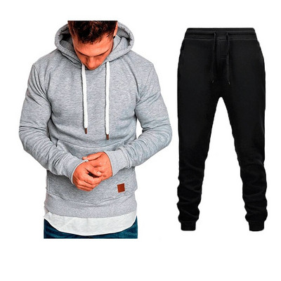 Ανδρική φόρμα αθλητική φόρμα τζόκινγκ κοστούμι τζόκινγκ με κουκούλα απλό κορδόνι 2 τεμαχίων Αθλητικά και υπαίθρια σπορ Streetwear