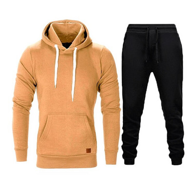 Ανδρική φόρμα αθλητική φόρμα τζόκινγκ κοστούμι τζόκινγκ με κουκούλα απλό κορδόνι 2 τεμαχίων Αθλητικά και υπαίθρια σπορ Streetwear