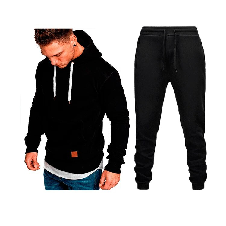 Ανδρική φόρμα αθλητική φόρμα τζόκινγκ κοστούμι τζόκινγκ με κουκούλα απλό κορδόνι 2 τεμαχίων Αθλητικά και υπαίθρια σπορ Streetwear