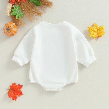 ma&baby 6-24M Гащеризон за новородено Хелоуин Бебе, момче, момиче, Гащеризон с букви, флорален призрачен принт, облекло с дълъг ръкав