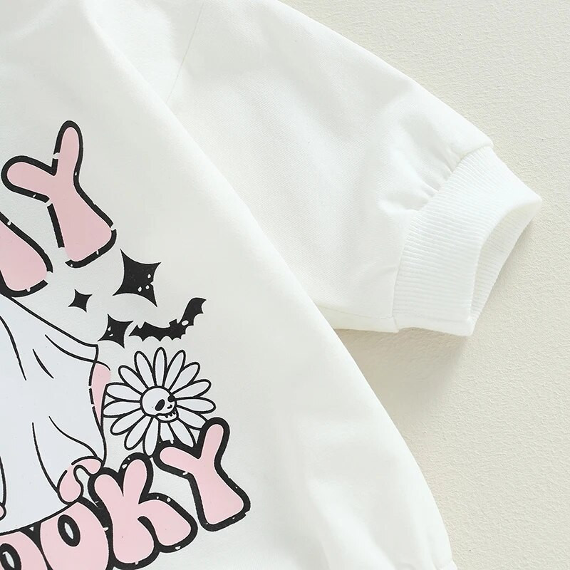 ma&baby 6-24M halloween újszülött csecsemő csecsemő fiú lány jumpsuit levél virágos szellemmintás hosszú ujjú ruha