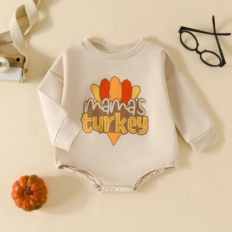 ma&baby 0-18M Hálaadás napja Újszülött Csecsemő Lány Fiú Romper hosszú ujjú Pulyka Print Jumpsuit Jelmezek Ruházat