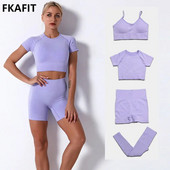 Γυναικεία στολή γιόγκα χωρίς ραφή 2 τεμαχίων γυμναστικής ψηλόμεσο κολάν/σορτς με αθλητικό σουτιέν Crop Tops Μασίφ αθλητική στολή