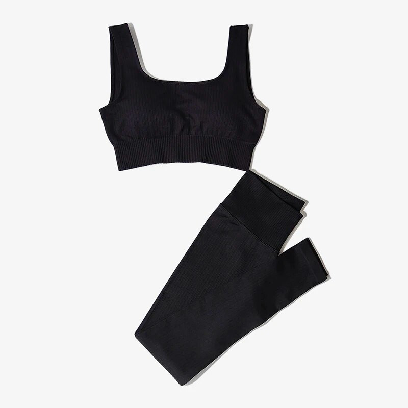 Γυναικεία αθλητικά ρούχα Ψηλόμεση Αθλητικό σουτιέν+ Κολάν Γυμναστική Ρούχα Άνευ ραφής Κοστούμι γυμναστικής ελαστικό σετ προπόνησης με επένδυση