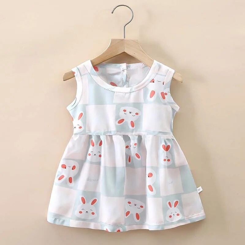 Nyári kislány ruha Baby Girl Print ruha ruha Légáteresztő puha hercegnő Születésnapi Ünnep Ajándék Ruha Kislánynak