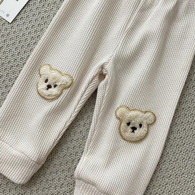 0-3 éves babanadrág tavaszi ősz rugalmas derékrész teljes hosszúságú medve hárem nadrág alsó rész stílus fiú lány alkalmi nadrág gyerek ruhák