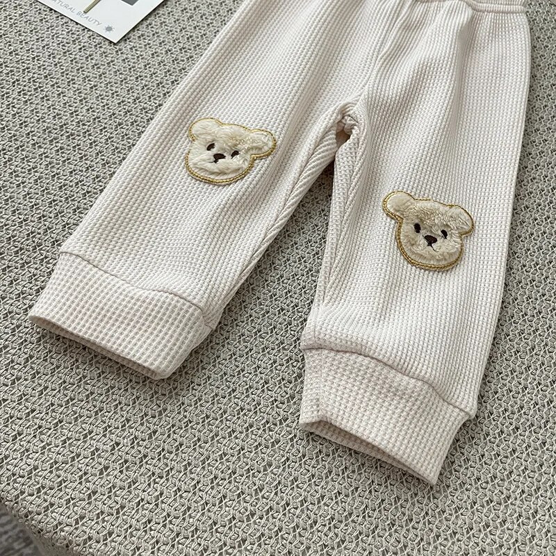 0-3 éves babanadrág tavaszi ősz rugalmas derékrész teljes hosszúságú medve hárem nadrág alsó rész stílus fiú lány alkalmi nadrág gyerek ruhák