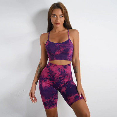 Bauhinia Seamless Yoga Set Дамско облекло за фитнес Спортни костюми Клинове с висока талия Спортен сутиен Фитнес шорти Комплект за тренировка