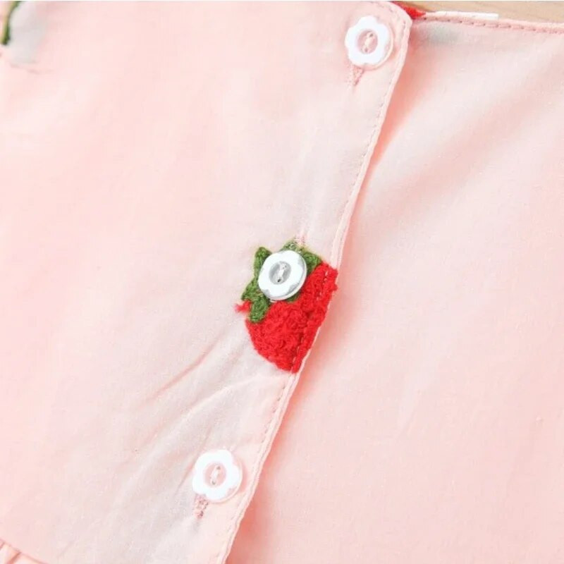Mazuļu kleita Jauki vasaras zīdaiņu meiteņu apģērbi ķiršu zemeņu augļu apdruka bez piedurknēm kokvilnas modes kleitas mazuļiem 0-3 g.