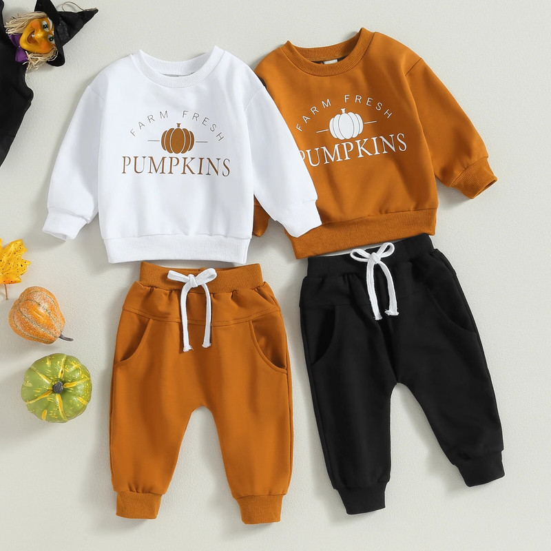 ma&baby 0-3G Halovīni Toddler Zīdaiņi Zēni Zēni Drēbju komplekti Garām piedurknēm Burtu Topi Bikses Ikdienas apģērbs Kostīmi