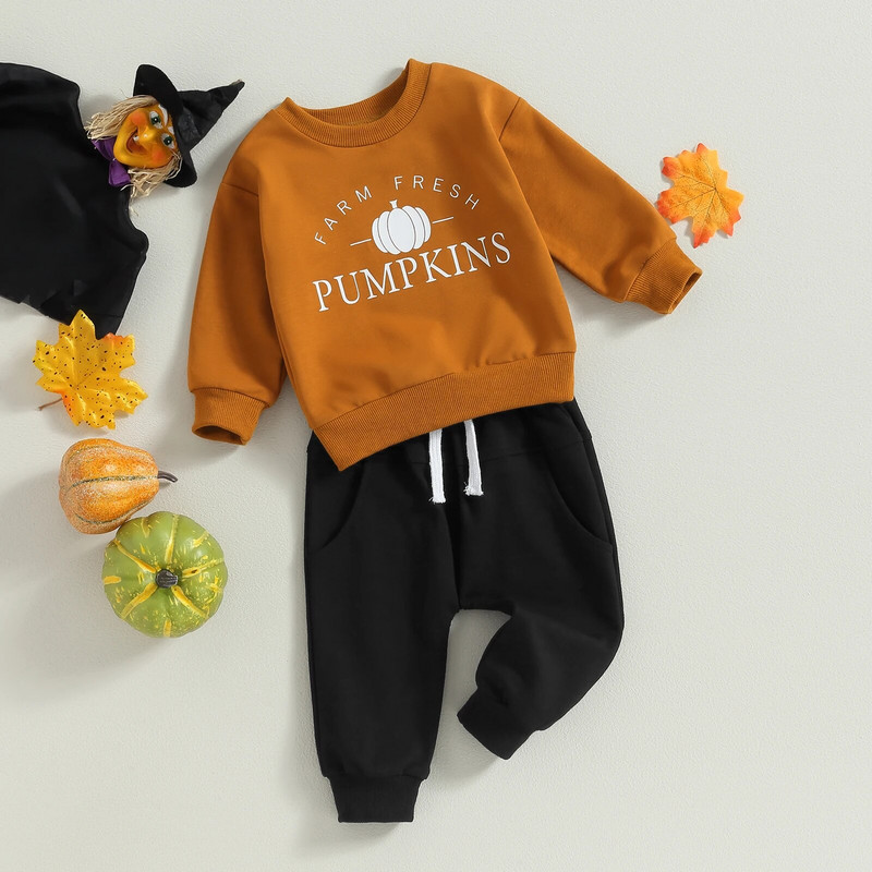 ma&baby 0-3G Halovīni Toddler Zīdaiņi Zēni Zēni Drēbju komplekti Garām piedurknēm Burtu Topi Bikses Ikdienas apģērbs Kostīmi